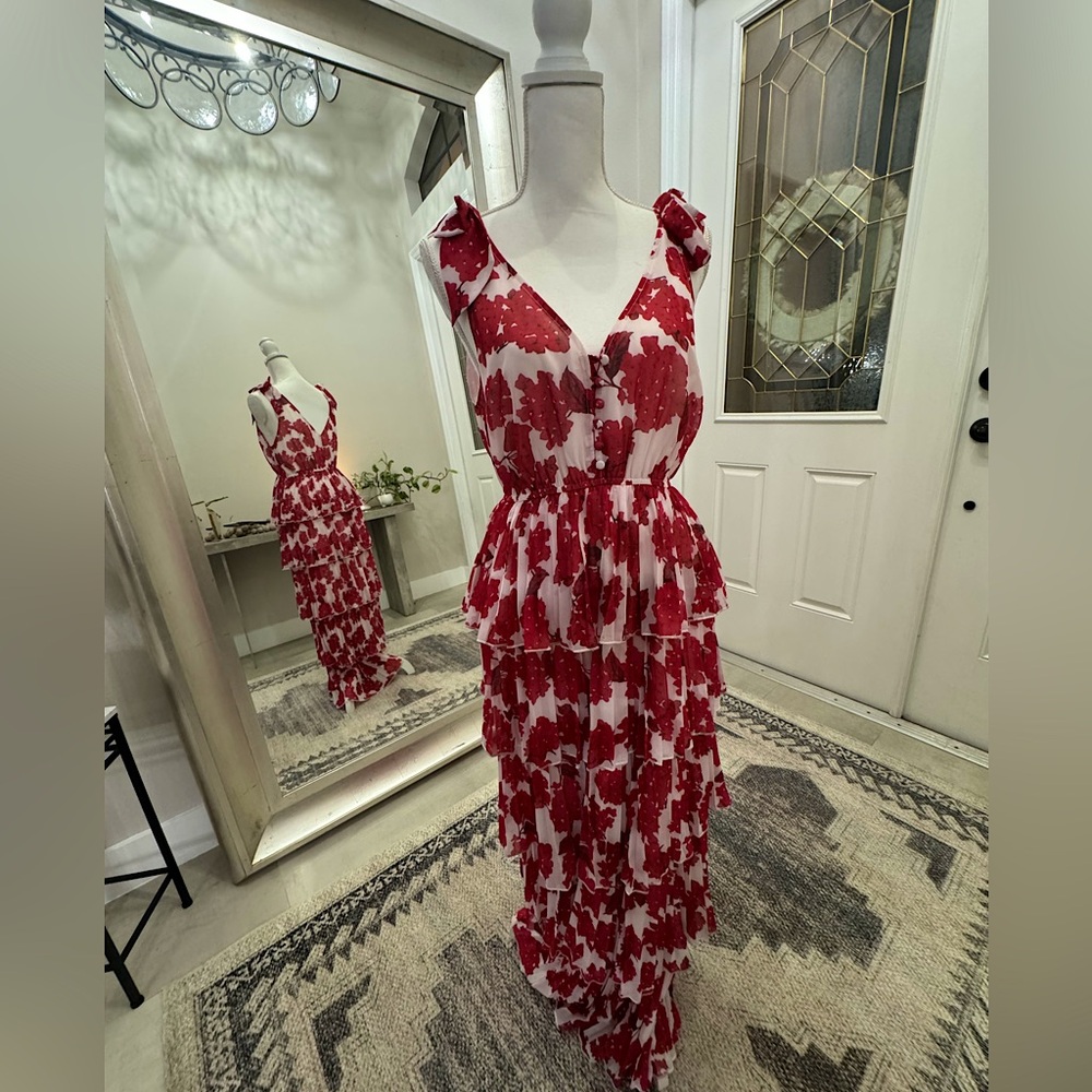 Floral Red Dress